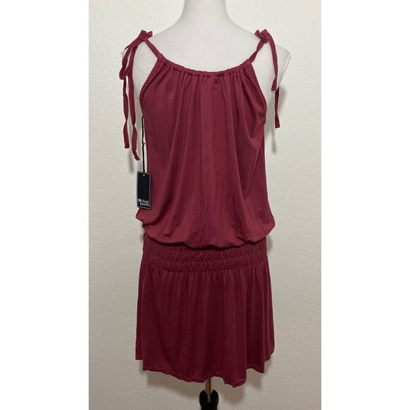 NWT Michael Lauren REVOLVE Burgundy Kentmore Tank Dress with Smocking Size M - Picture 4 of 6